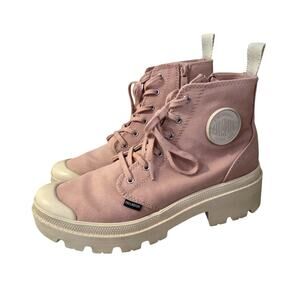Palladium Sz 9 Pampa Hi Top Pink Canvas Shoes Sneakers Boots Platform